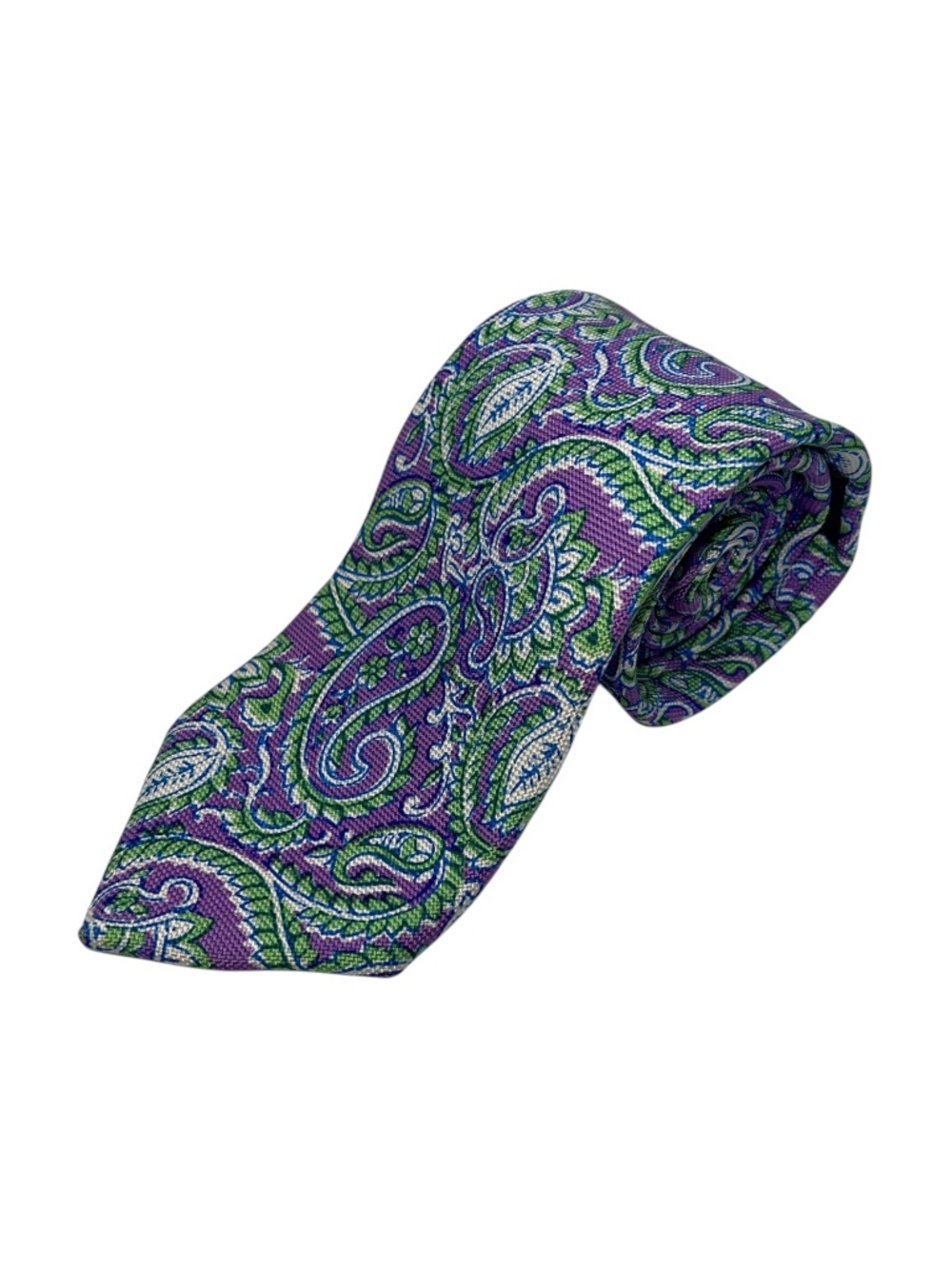 Brooks Brothers Vintage Silk Paisley Tie Lilac Green Blue Floral Made in‎ USA